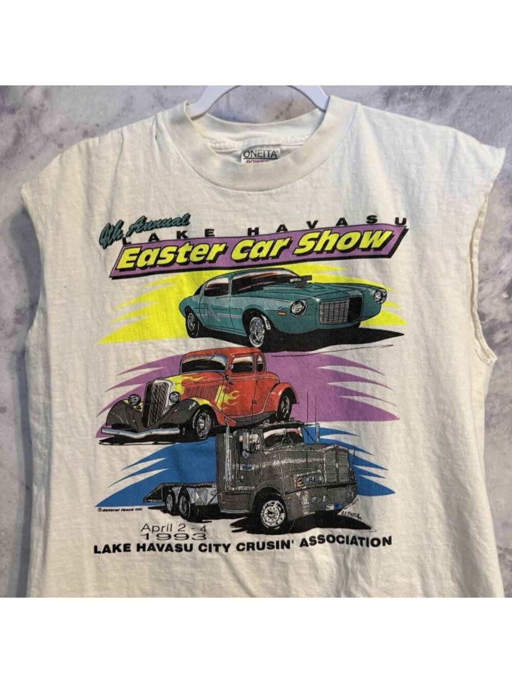 Vintage 90s Car Show Tank Top T Shirt Mens Large L Lake Havasu